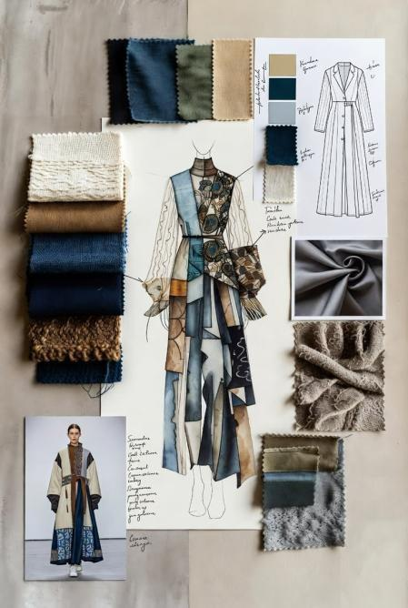 Mood board and fabric swatches